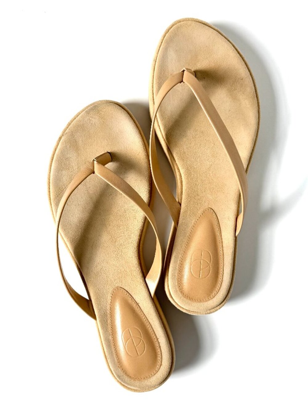 Porte & Paire Beige Leather and Suede PlatformSandals, Size 38 / US Size 7.5 - 8